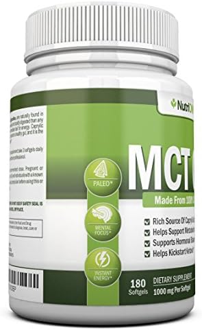 NutriONN MCT Oil - 3000mg Per Serving - 180 Softgels - Made from 100% Organic Coconuts - Non GMO, Cold Pressed
