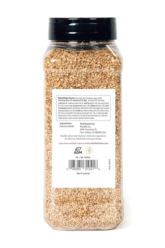 Rodelle Toasted Natural Sesame Seeds, No Artificial Flavors, Kosher, 18 Oz | Nutty toasted sesame seeds for salads, stir-fries, baking and garnish, no artificial flavors, kosher