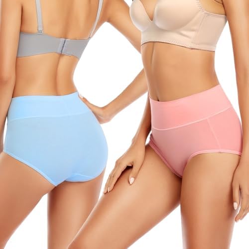Womens Tummy Control Underwear Cotton High Waisted Full Briefs