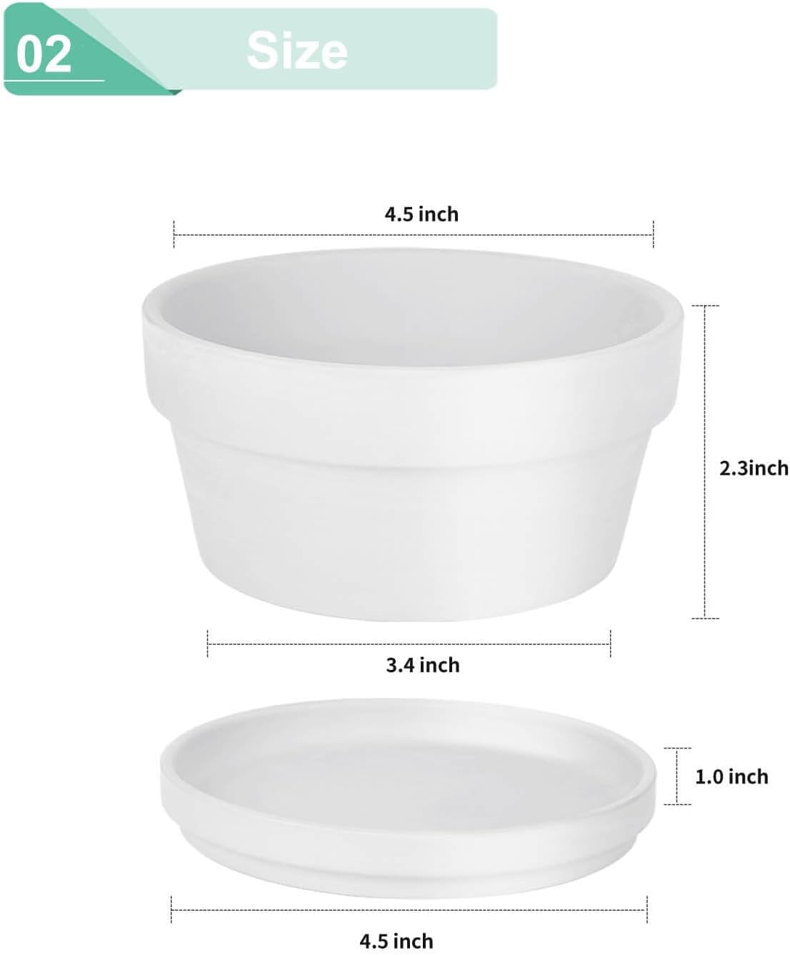 vensovo 3.7 Inch Terracotta Shallow Succulent Pots with Saucers, 6 Pack