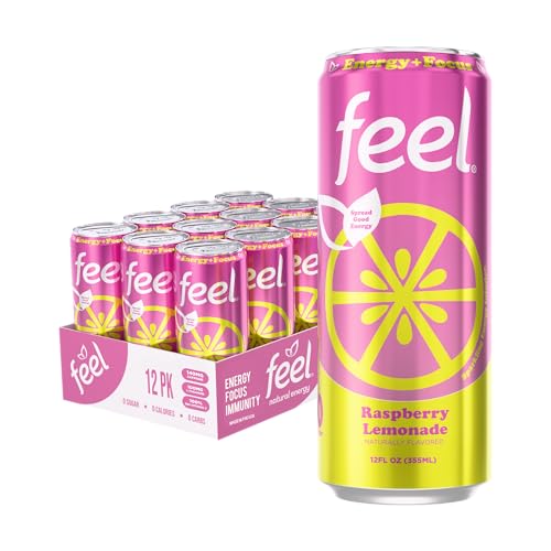 FEEL Variety Pack – Zero Sugar Sparkling Energy Drink – 3 Flavor Assortment, 140mg Plant-Based Caffeine from Green Coffee Beans + L-Theanine – Vitamin C, Vegan, Non-GMO – 12 Pack (12 Fl Oz Cans)