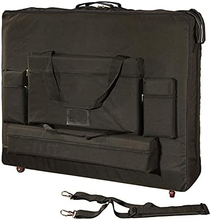 Deluxe Portable Massage Table Carrying Case with Wheels – Heavy-Duty Nylon Travel Bag with Shoulder Strap & Pockets – Fits Most Standard Folding Massage Tables – Black (30")