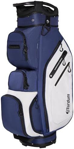 Golf Cart Bag 14-Way Organizer Divider, Lightweight 5.5 lbs Golf Club Bags for Men & Women, 10 Pockets with Cooler, Dual Waterproof Valuables Pockets, Rain Cover
