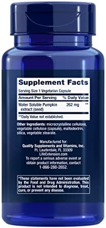 Life Extension Water-Soluble Pumpkin Seed Extract, Promotes Prostate & Urinary Tract Health, Bladder Health Support, Men, Women, Gluten-Free, Non-GMO, Vegetarian, 60 Capsules | Promotes Prostate & Urinary Tract Health, Supports Bladder Health for Men & W…