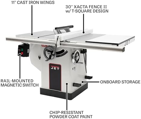 JET 10-Inch Deluxe XACTA Table Saw, 30-Inch Rip, 3 HP, 230V 1Ph (JTAS-10XL30-DX)