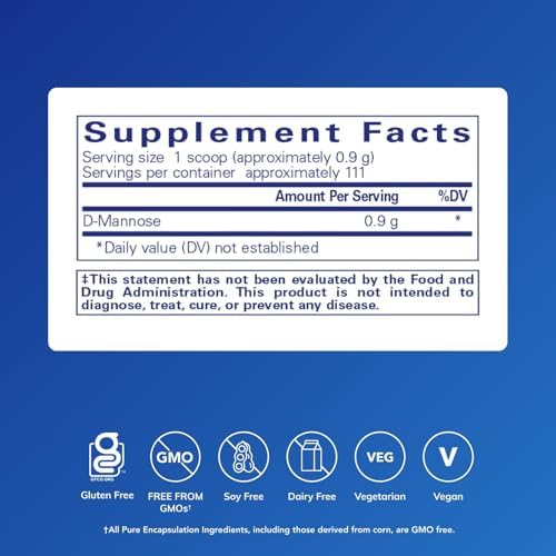 Pure Encapsulations D-Mannose Powder - for Urinary Tract Support - Urinary Tract Support & Bladder Health* - Easy Dissolve Powder - Non-GMO & Vegan - 1.76 oz | Dissolvable Supplement for Urinary Tract Support*, Urinary Tract Support, Supports Healthy Uri…