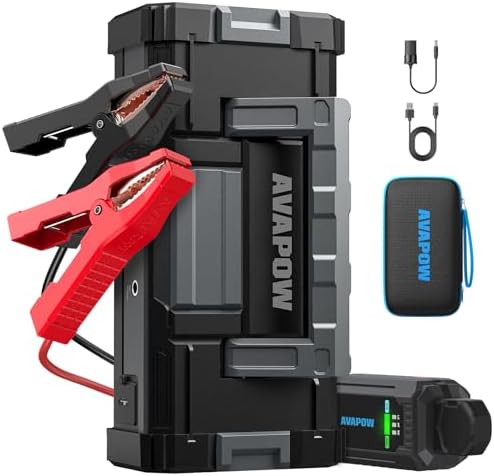 AVAPOW 6000A Car Battery Jump Starter Portable | 12V DC Output for All Gas or up to 12L Diesel, Jump Box for Car Battery with USB3.0 Power Bank