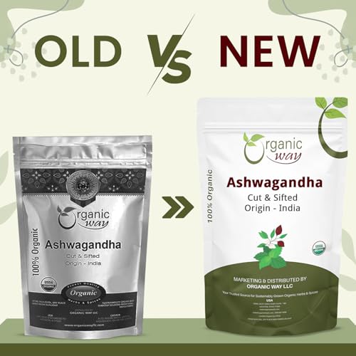 Organic Way Ashwagandha Root Cut & Sifted (Withania somnifera) - Organic & Kosher Certified | Vegan