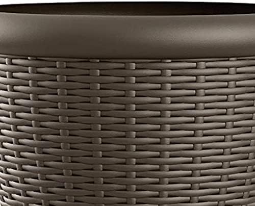 Suncast Wicker Planter w/ Drillable Drain Holes, Decorative Indoor/Outdoor Pot, 18in, Java
