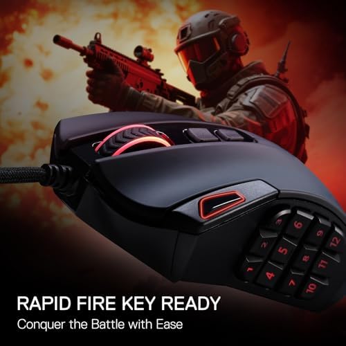 Redragon M921 Wired RGB MMO Gaming Mouse 12400 DPI Remapping Keys | Stable Lag-Free Connection, Smooth Precise Tracking, Custom Macro Keybinds