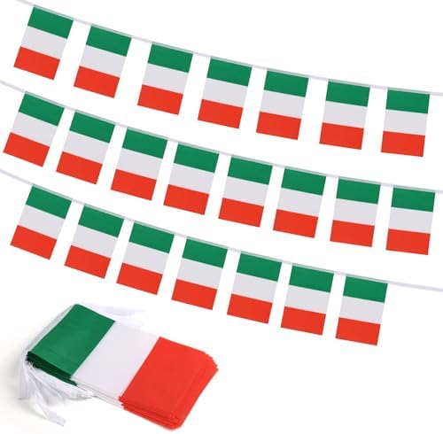 Nicaragua Flag Banner, Small Mini Nicaraguan Flags Patriotic Decoration for Party, Classroom, Sports Events, 33 Feet 30 Flags