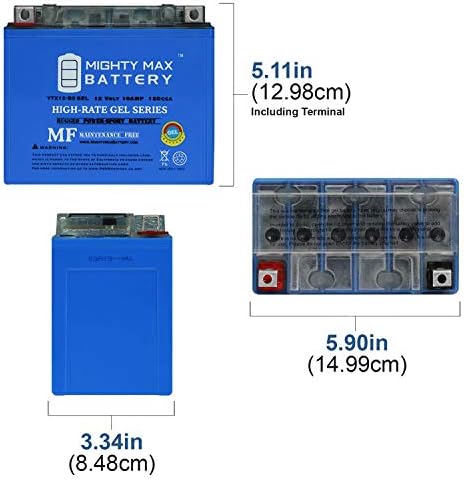 Mighty Max Battery YTX12-BS 12V 10AH GEL Battery Replaces Honda 350 TRX350 Rancher 00-06