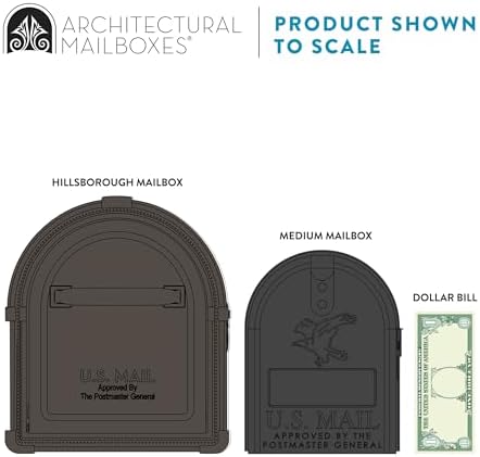 Architectural Mailboxes Hillsborough Post Mount Mailbox, Rubbed Bronze | Galvanized steel build for outside with rust-resistant powder-coat finish and a magnetic door closure. USPS approved.