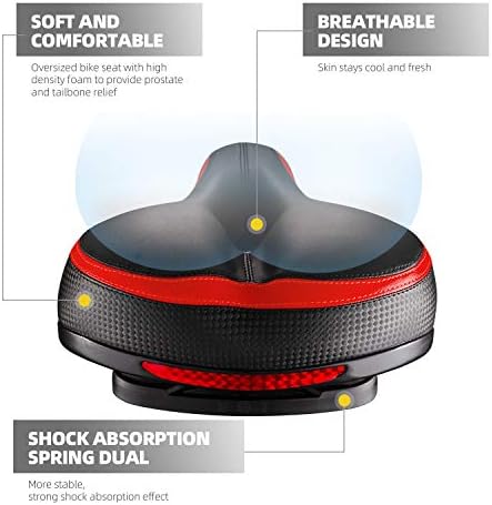 Bike Seat, Most Comfortable Bicycle Seat Dual Shock Absorbing Memory Foam Waterproof Bicycle Saddle Bike Seat Replacement with Refective Tape