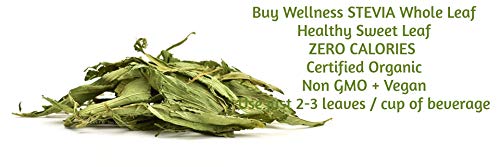 Buy Wellness Stevia Leaf Raw Certified Organic 8 oz (1/2 lb) Pure Sweet leaf Stevia NO bitterness natural sweetness & zero calories.
