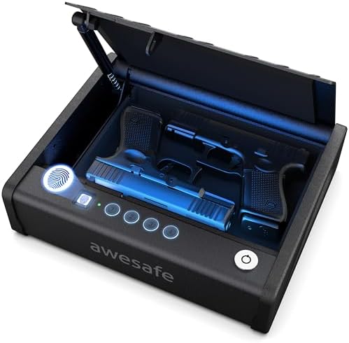 awesafe Biometric Gun Safe for Pistol, 3 Ways Quick Access with Fingerprint Digital PIN Key