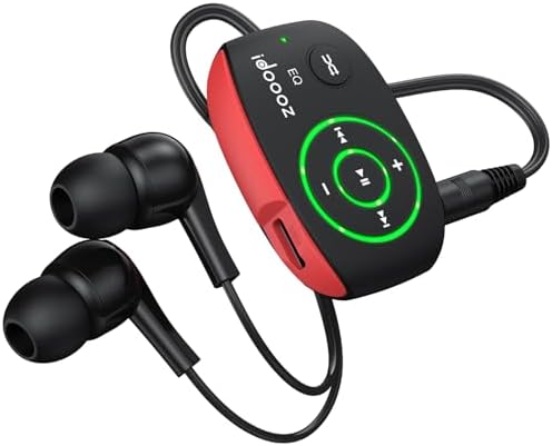 Clip MP3 Player with LED Light, idoooz 8GB X2 Mini MP3 Music Player | Clip-On MP3 Player With Shuffle and Loop Playback for Sports, Gym, Jogging