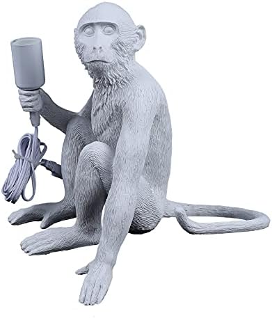 Resin Hemp Rope Monkey Table Light Retro Edison Monkey Desk Resin Sitting Monkey Lighting Fixture E27 for Dining Living Room Bedroom Bar Cafe