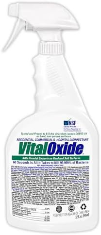 Vital Oxide Disinfectant, Deodorizer, Cleaner, Food-Contact Sanitizer, Virucide – (EPA registration #82972-1) – Kills Mold & Mildew, Eliminates Odors -1 Gallon | EPA registration 82972-1, disinfectant, deodorizer, cleaner, food-contact sanitizer and viru…