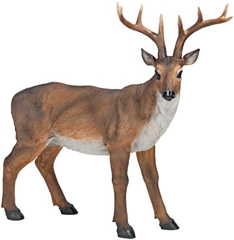 Design Toscano Big Rack Deer Buck Indoor/Outdoor Garden Decoy Animal Statue, 28 Inch Long, 24 Inch Tall, Cast Stone Resin, Brown Finish