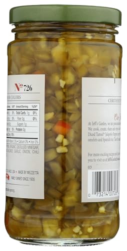 Jeff's Garden, Peppers Diced Tamed Jalapeno, 12 Fl Oz