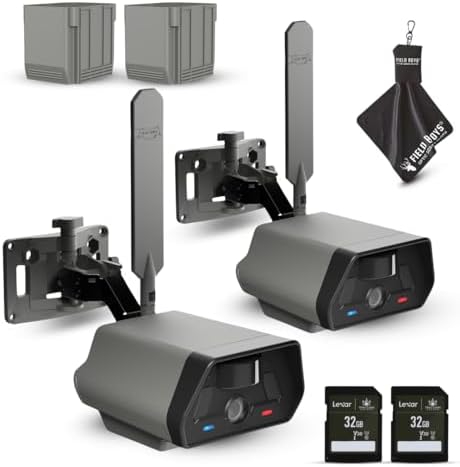 TACTACAM Defend Cellular Security Camera 2-Pack Bundle – 2 Rechargeable Batteries + 2 Lexar 32GB SD Cards – 4G LTE