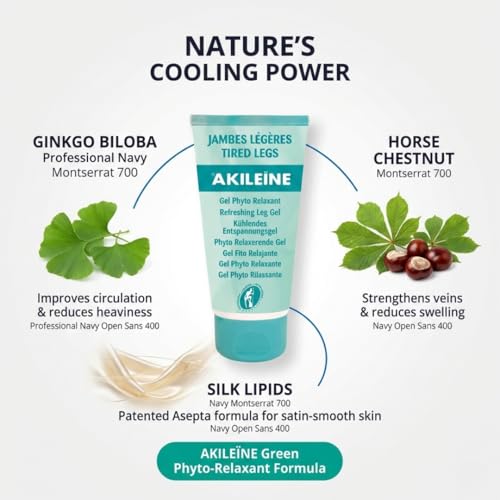 AKILEINE Refreshing Leg Gel 150ml for Tired Legs | Muscle Soreness Gel | Reduces Swelling | Circulation Aid | Leg Relief