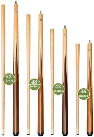 ASKA Short Pool Cue Set of 4, Sneaky Pete Bar Cues, Malaswood Spliced Maple, Hard Rock Maple Shaft, 13mm Tip, 36 42 48 52 Inch Mixed Length