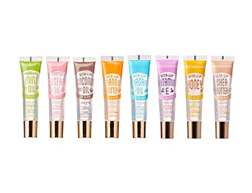 Ruby Kisses Broadway Vita-Lip Clear Lip Gloss (8 Pack), Ultra-Hydrating & Soothing Formula with Vitamins
