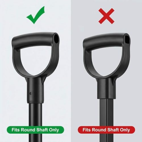 QWORK Shovel Grip Handle, 1-1/8" Inside Diameter PVC D-Shaped Grip Shovel Handle Replacement for Digging Raking Tools