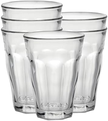 Duralex Made in France Prisme Marine Glass Tumbler Drinking Glasses, 8.75 ounce - Set of 6, Marine Blue