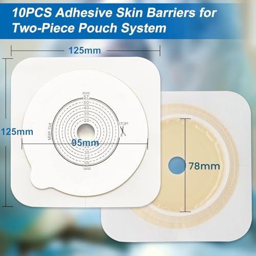 21 Pcs Colostomy Bags, Two-Piece Ostomy Pouches, 15-57mm Cut-to-Fit