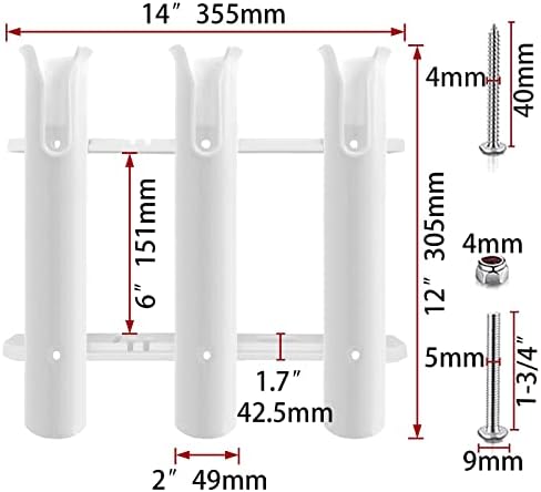 ISURE MARINE Fishing Rod Holder Bracket Wall Mounted Boat Side Mount Tool Holder Tube Links with Screws 2/3/4/6 Pole Tube (White/Black)