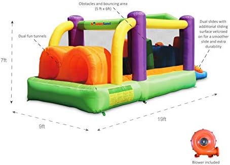 Bounceland Pro Racer Obstacle Bounce House with Dual Slides, Bounce, Climb, Slide All in One, UL 1 HP Blower Included, 19 ft x 9 ft x 7 ft H