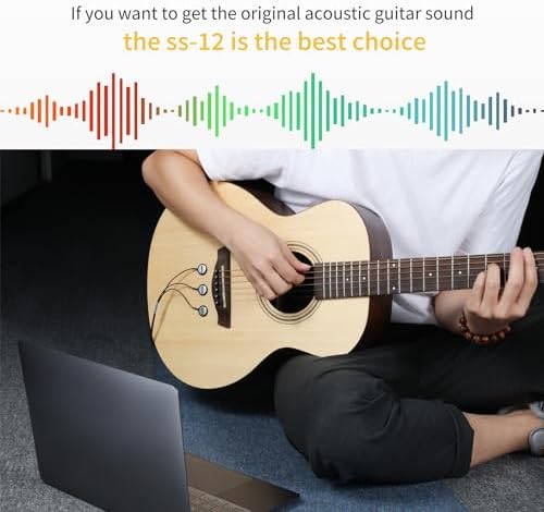 Donner Acoustic Guitar Pickup, Guitar Pickups Passive Mahogany Soundhole Pickup with Humbucker Volume Tone Control