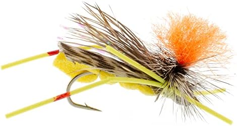 The Fly Fishing Place High Visibility Feth Grasshopper Dry Fly Collection Trout Fly Assortment - 1 Dozen Flies