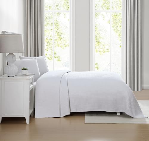 Grand Hotel Lightweight Full/Queen Blanket, 100% Cotton, Pearl Blue | All-natural yarn-dyed mercerized cotton is exceptionally durable, breathable and soft