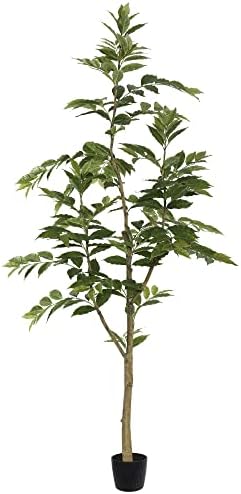 Vickerman 7' Realistic Potted Artificial Green Nandina Tree with 356 Leaves - Large Faux Indoor Tree for Artificial Plants and Fake Plants - Maintenance Free