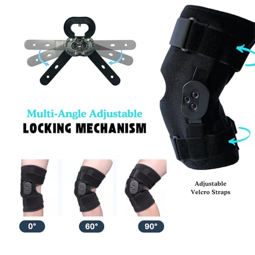 Hinged Knee Brace with Side Stabilizers & Locking Dial- Adjustable Knee Support for ACL Recovery, Meniscus Tear