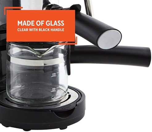 IMUSA 4 Cup Glass Replacement Carafe with Black Handle for Coffeemaker | Bare Glass Finish, Cool-Touch Black Handle with Lid, Ideal for Espresso