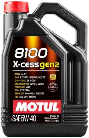 MOTUL 8100 X-Cess Gen 2 SAE 5W40 Full Synthetic Motor Engine Oil 5 Liter Bottle