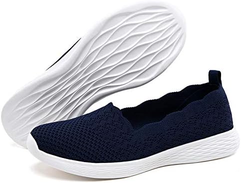 poemlady Women's Walking Shoes Slip On Knit Mesh Loafers Round Toe Flat