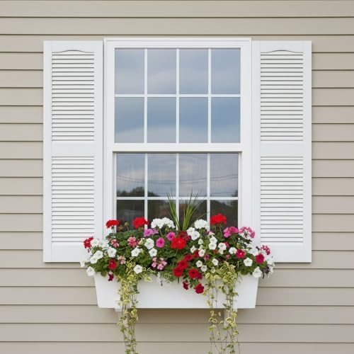 14 1/2"W x 60"H EverColor Open Louver Exterior Vinyl Shutters, w/Installation Shutter-Lok's & Matching Screws (Per Pair), Black