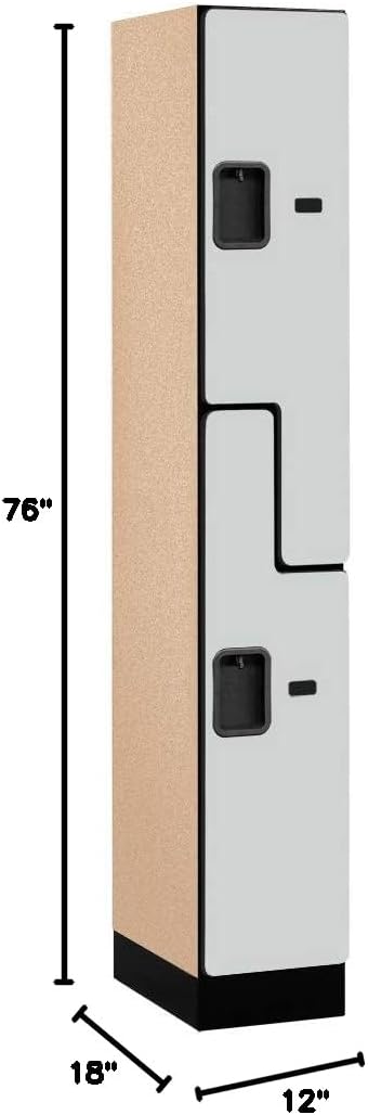Salsbury Industries 2-Tier S-Style Designer Wood Locker with One Wide Storage Unit, 6-Feet High by 18-Inch Deep, Mahogany