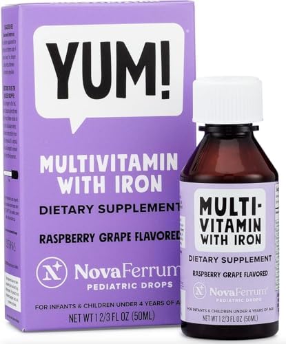 NovaFerrum MMM | Multivitamin for Kids, Infants and Toddlers | Vitamin C, D3, E | Gluten Free Certified | Sugar Free | No Artificial Colors | Ages 4 & Under | Orange Flavored | 2 Fl Oz (50 mL)