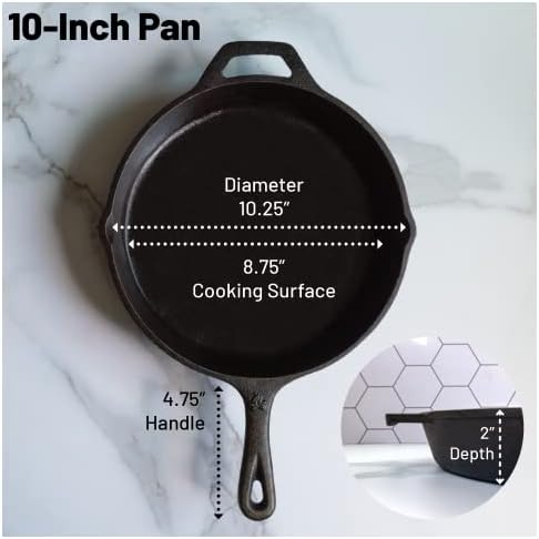 12 Inch Round Large Pre-Seasoned Cast Iron Skillet