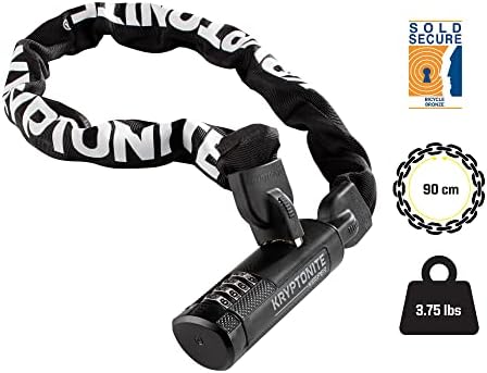 Kryptonite Keeper 790 Combo Bike Chain Lock, 3 Feet Long Heavy Duty Anti-Theft Sold Secure Gold Bicycle Chain Lock