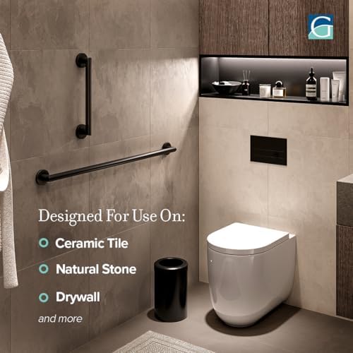 Gatco 970 Glam Shower Grab Bar, 12 Inch, ADA Compliant Stainless Steel, Satin Nickel, Wall Mounted Bathroom Handrail
