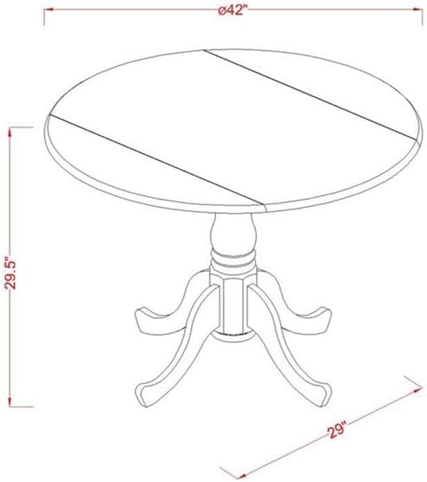 East West Furniture DLBO3-WHI-W 3 Piece Dining Room Table Set Contains a Round Kitchen Table with Dropleaf and 2 Dining Chairs, 42x42 Inch, Linen White