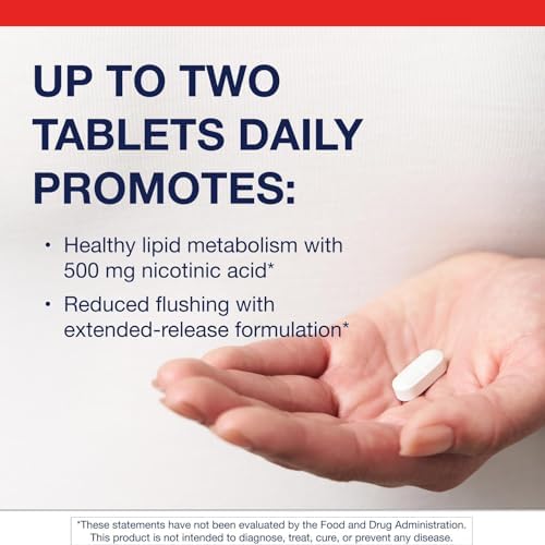 Metagenics Niatain Niacin B3-500 mg Nicotinic Acid with Sustained Release for Reduced Flushing - Supports Cholesterol, Energy
